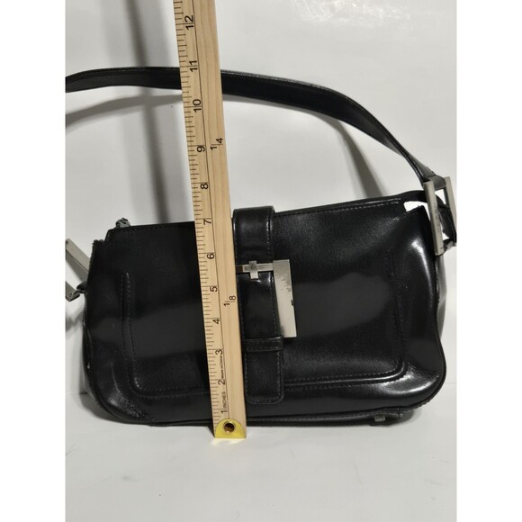Vintage Guess Black Shoulder Bag Purse Y2K Logo Buckle Baguette Handbag Grunge - Picture 8 of 8